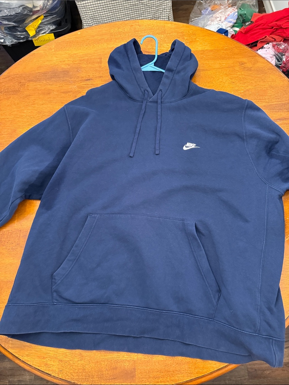 Nike Navy Blue Pullover Hoodie with Small White Logo xxxxl